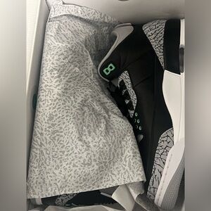 Brand New Never Worn Nike Air Jordan 3 Retro Black/Green Glow Wolf-Grey!!